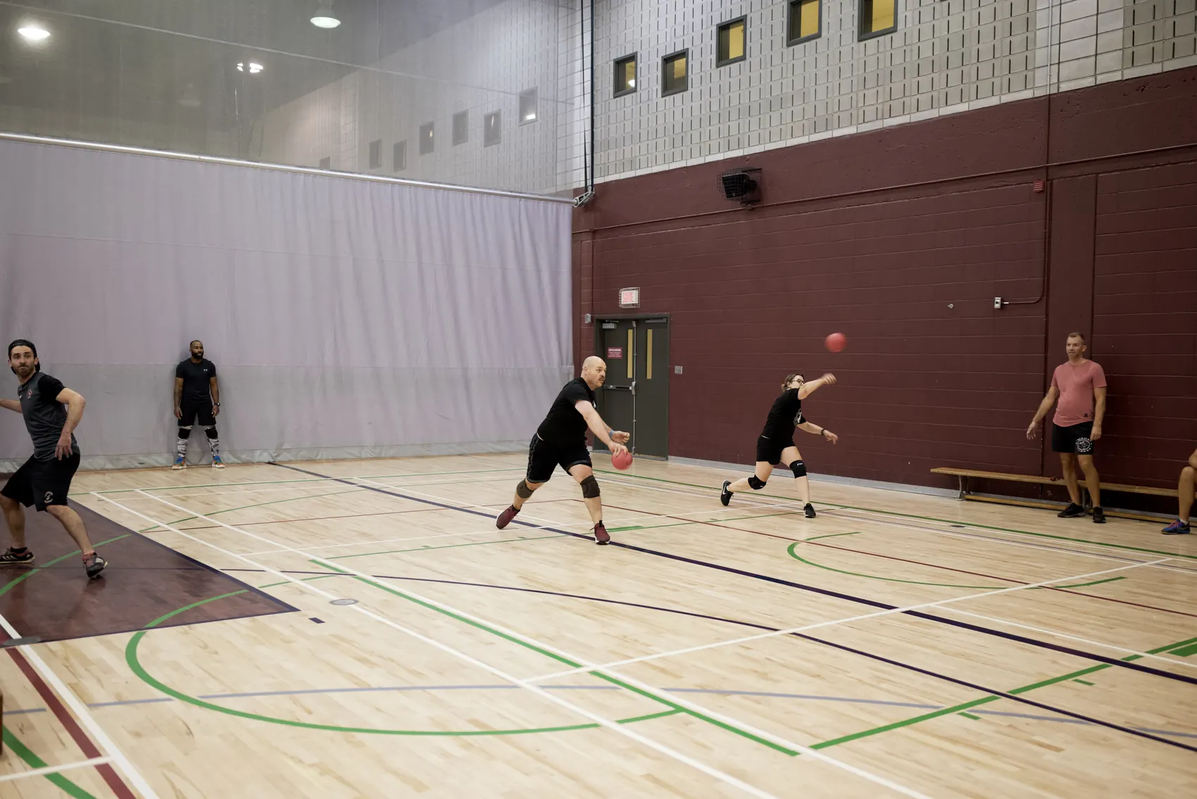 Dodgeball action during a regular night