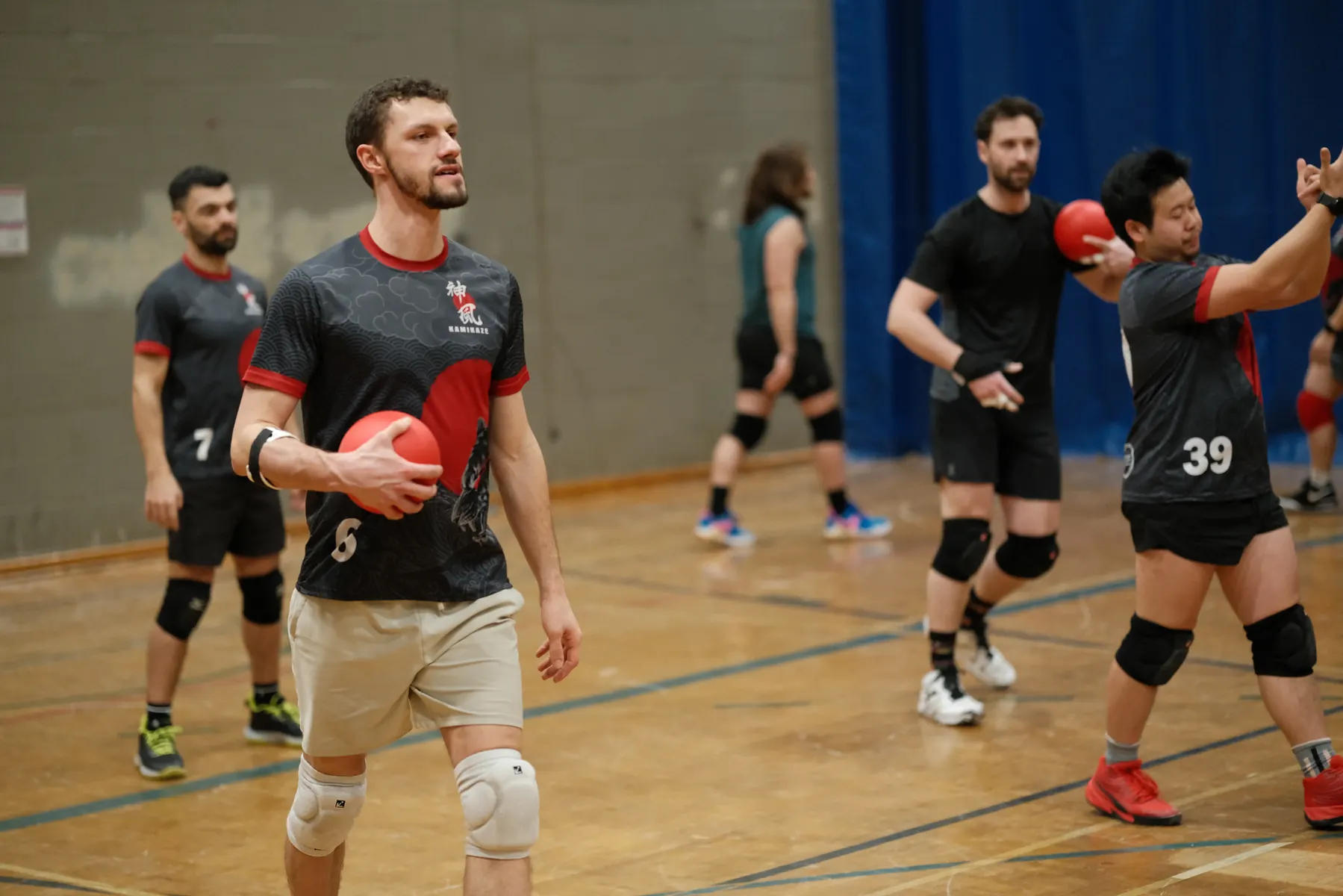 Players during a competitive dodgeball night